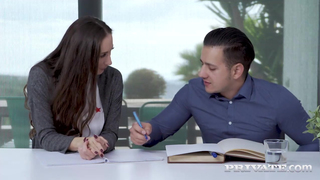 Stunning looking brunette spreads her cheeks and gets her ass stuffed