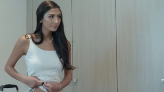 Hot brunette enjoys a relaxing sex with her man