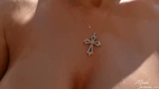 Amazing brunette in a bikini might just get completely naked and spread up to masturbate