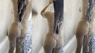 hotwife taking shower after used