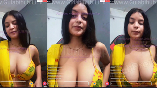 Shanaya Katiyan In Yellow Bra Giving Nipples Tease With Her Huge Boobs