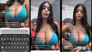 Influencer Shanaya Katiyan Live In Hot Blue Bra Playing With Her Big Boobs