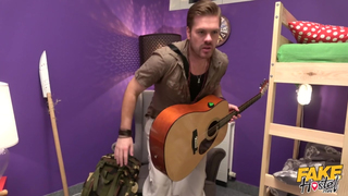 Busty Girl Aubrey Black Rides Cock In Hostel Room