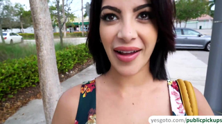 Sexy Kitty Caprice takes a public fuck for big money