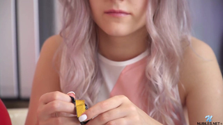 Eva Elfie is in the mood to take off her clothes and finger her perfectly shaved pussy