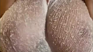 Busty brunette, Louisa Khovanski is posing and teasing in front of the web camera, all day long